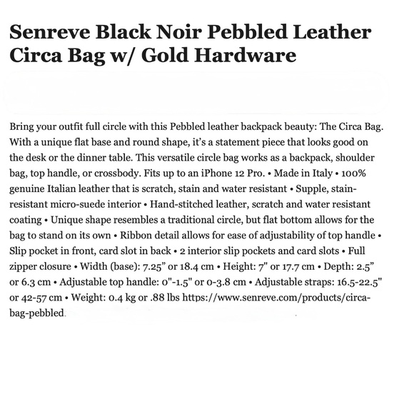Senreve Black Circa Pebbled Leather Bag New With Tags - Picture 5 of 9
